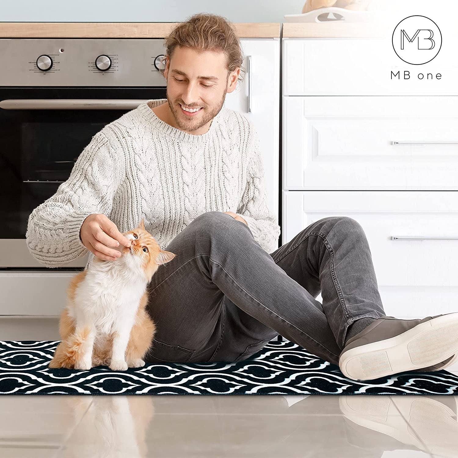Kitchen Rug Set, 2 Pc. Set, Decorative and Modern Area Floor Runners, Soft, Absorbent, and Washable with Non-Skid Backing, Plush Small and Large Mats