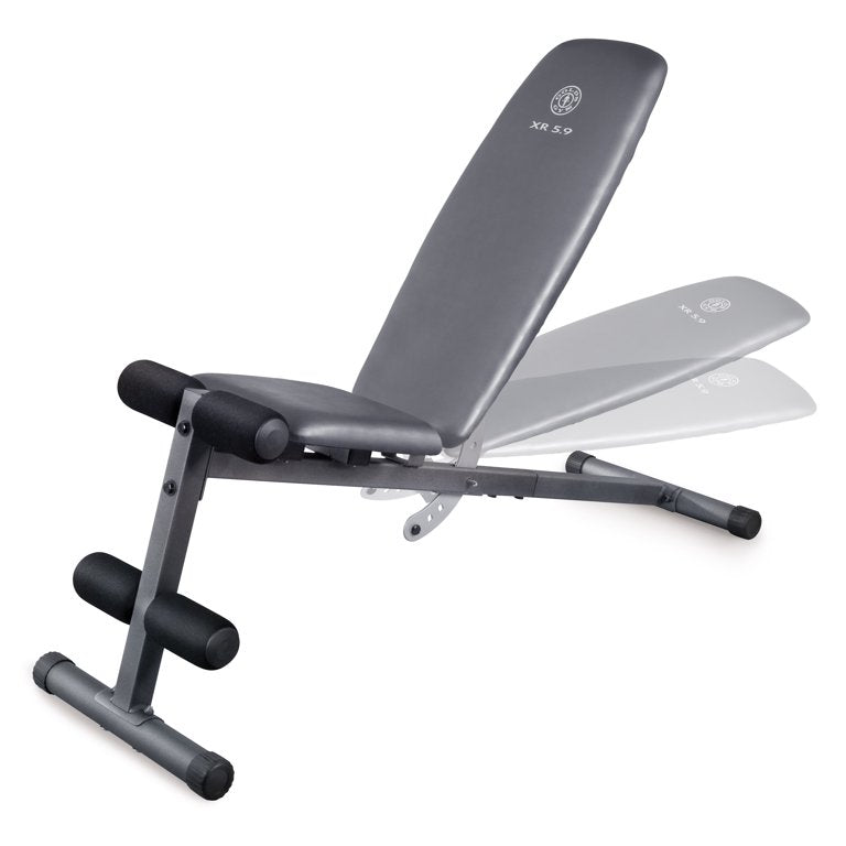 Weider XR 5.9 Adjustable Workout Bench with 4-Roll Leg Lockdown, 410 Lb. Weight Limit