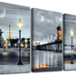 Family Bedroom Wall Decor Canvas Wall Art for Living Room Modern Wall Decorations for Bathroom Night View Paintings Kitchen Canvas Art Hang Pictures Artwork Home Decoration 3 Pieces