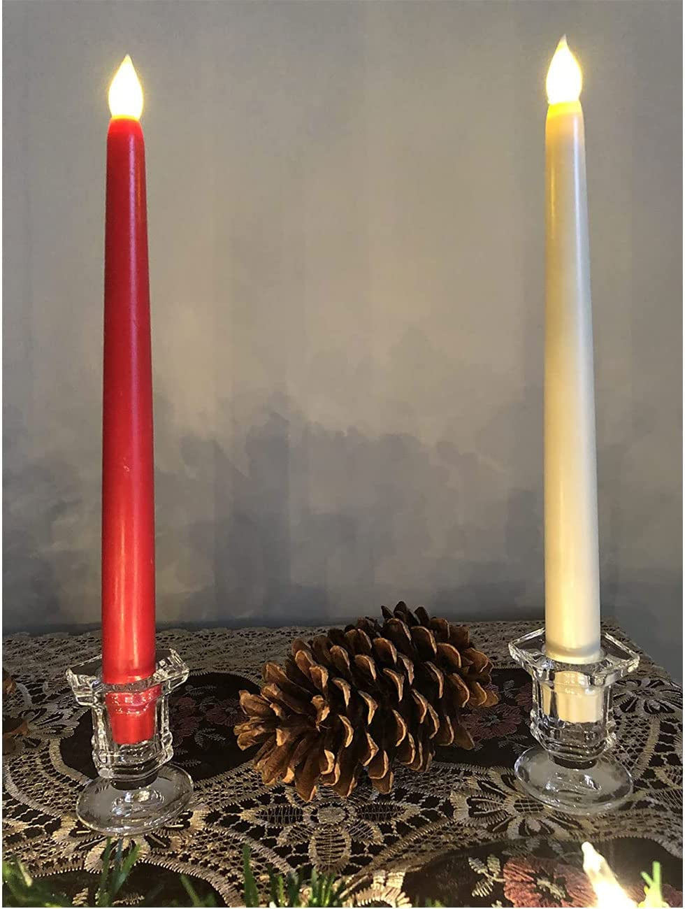 Candlestick Holders Bulk, 12 Pcs Glass Candle Holders Set Clear, Crystal Taper Candle Holders for Wedding, Table Centerpiece, Home Decoration(Exclude Candles)