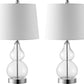 Lighting Collection Brisor Clear/ Chrome Double Gourd 22-Inch Bedroom Living Room Home Office Desk Nightstand Table Lamp Set of 2 (LED Bulbs Included)