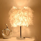 Feather Lamp,White beside Table Lamp for Bedroom,Children,Wedding,Birthday,Vintage Deco Desk Light Free Light Buld Include(A)