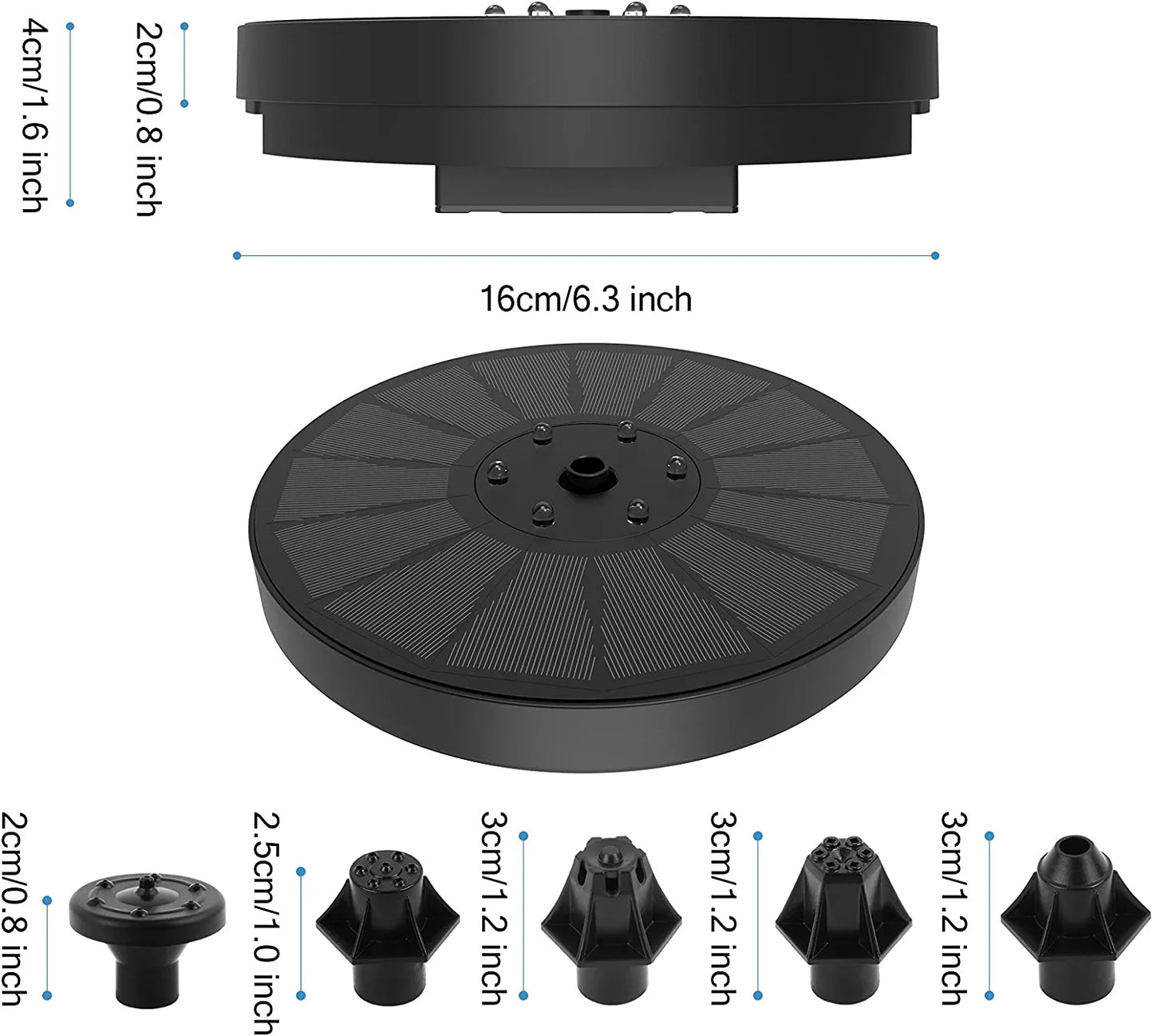 Solar Fountain Pump with LED Lights, 3W Solar Bird Bath Fountain Pump, Free Standing Floating Solar Fountain Water Pump for Bird Bath, Garden, Pond, Pool, Fish Tank