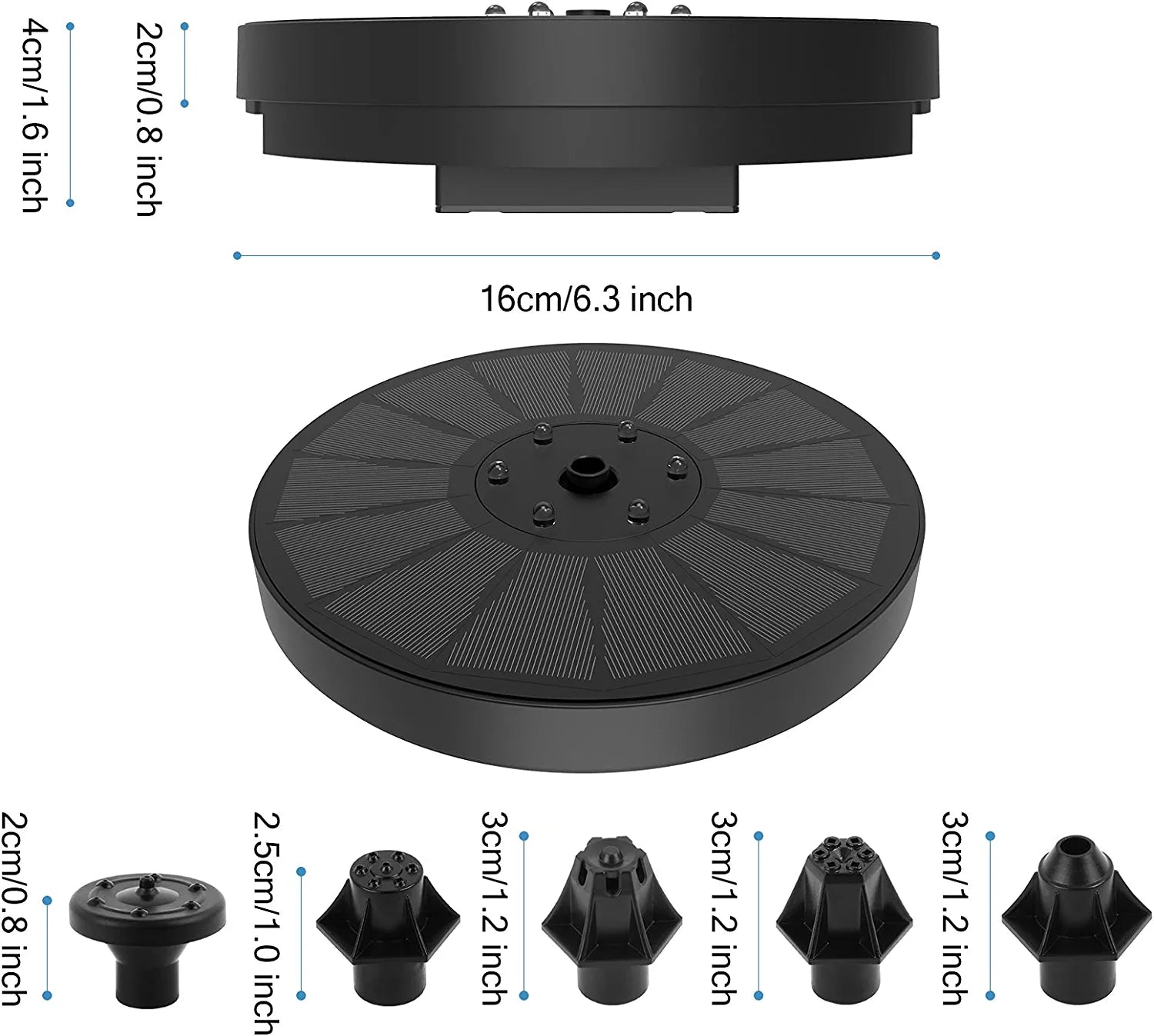 Solar Fountain Pump with LED Lights, 3W Solar Bird Bath Fountain Pump, Free Standing Floating Solar Fountain Water Pump for Bird Bath, Garden, Pond, Pool, Fish Tank