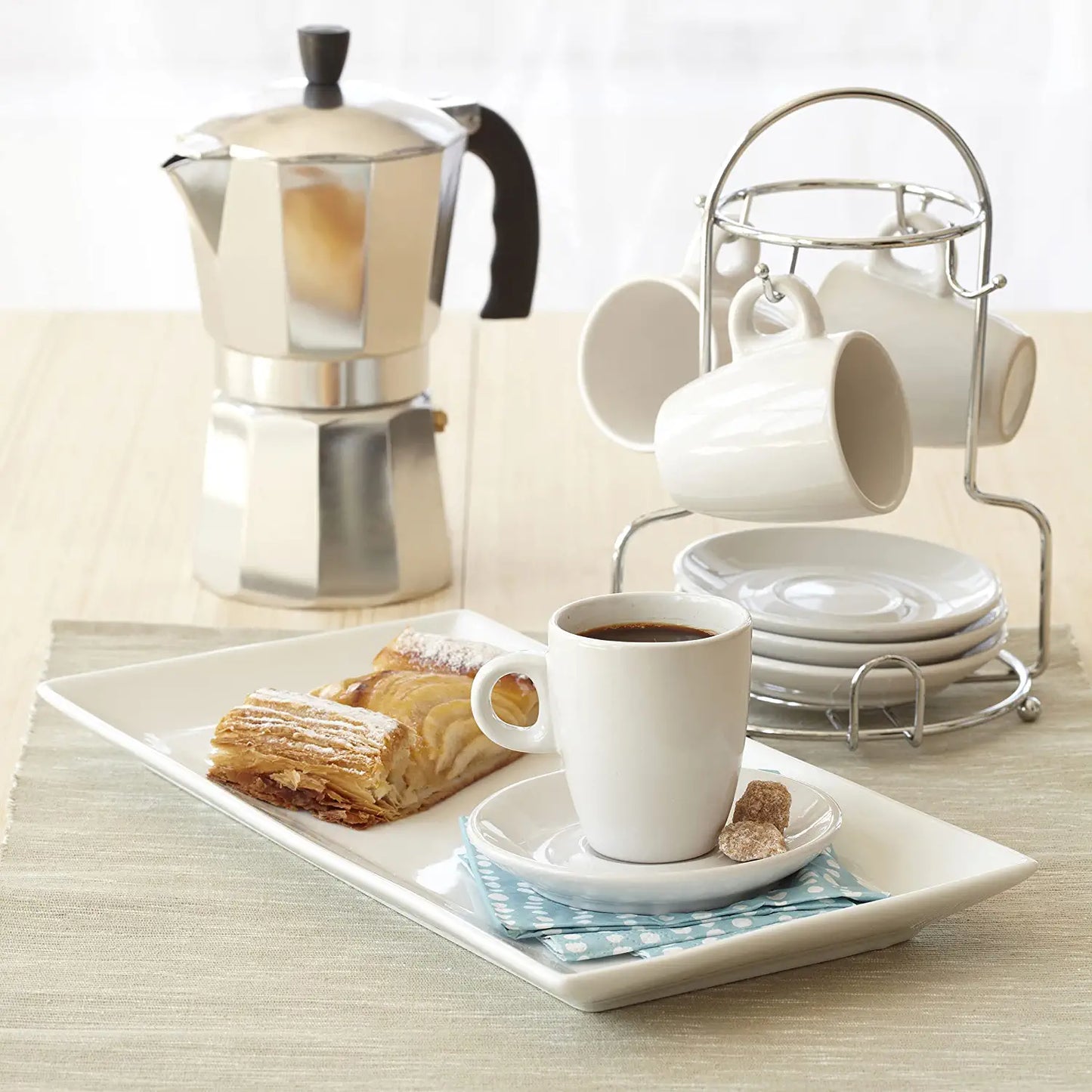 B120-42V Aluminum Espresso Stovetop Coffeemaker 3-Cup, Silver