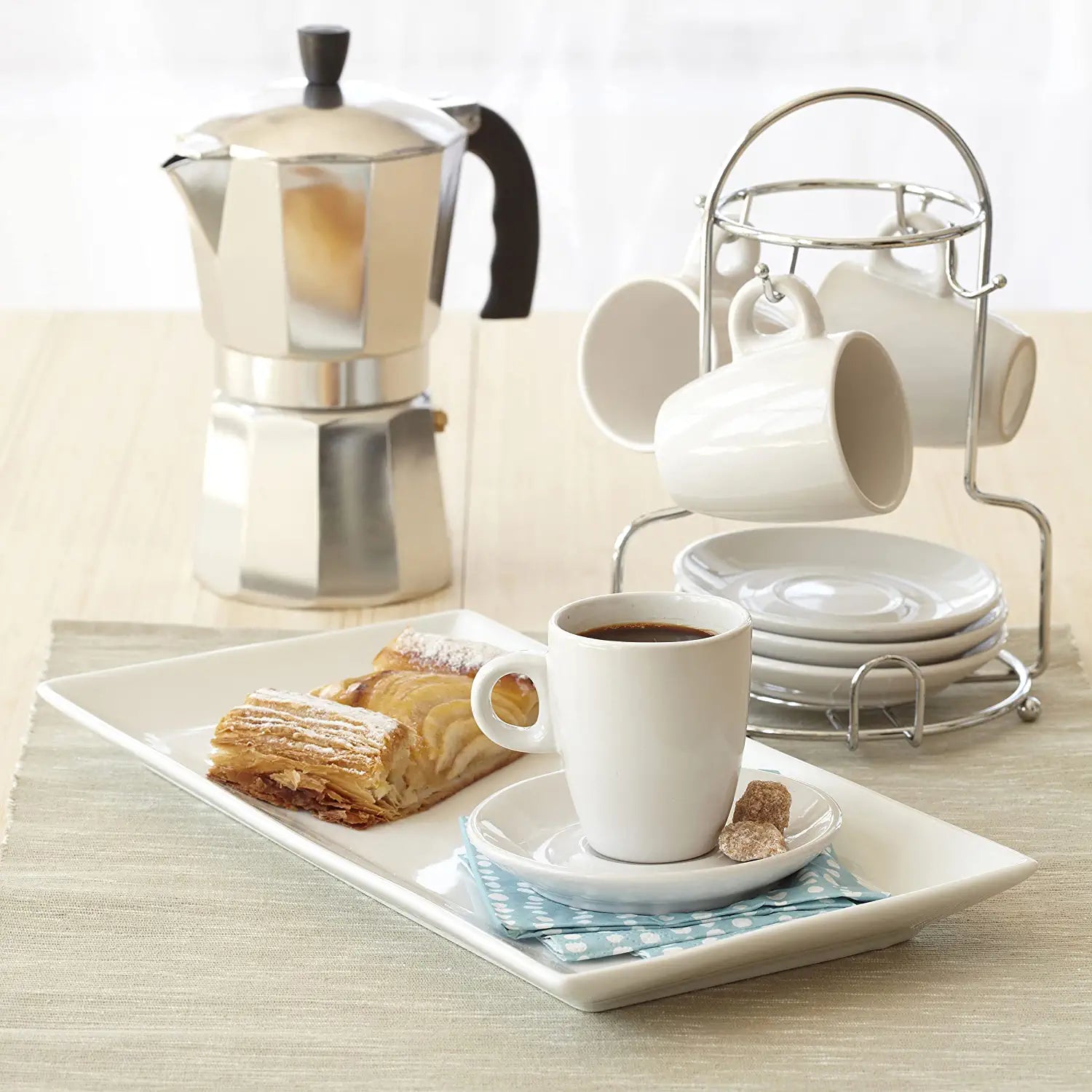 B120-42V Aluminum Espresso Stovetop Coffeemaker 3-Cup, Silver