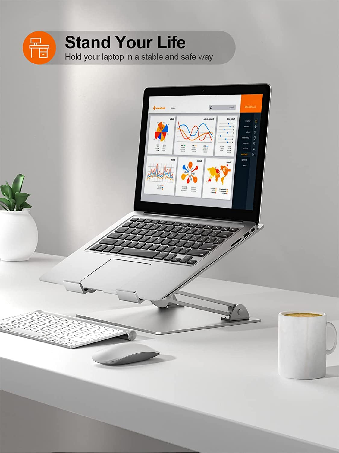 Adjustable Laptop Stand for Desk, Ergonomic Portable Computer Stand Aluminum Laptop Holder with Heat-Vent to Elevate Laptop, Macbook, Air, Pro, Dell XPS, Samsung, 11-17" All Laptop Stand Holder