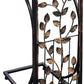 Sofa Side and End Table, Small - Metal, Dark Brown Wood Top with Leaf Design - Perfect for Your Living Room, Slides up to Sofa / Chair / Recliner - Keep Snacks, Drinks Books & Phone at Easy Reach