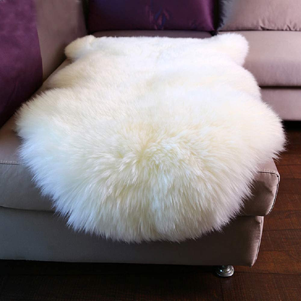 Faux Fur Rug Sheepskin Rug Runner 2'X4' Soft Sheepskin Fur Chair Couch Cover Milk White Sheepskin Area Throw Rug Runner for Bedroom Kids Nursery Living Room