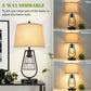 Set of 2 Industrial Touch Control Table Lamps with USB Port, 3-Way Dimmable Farmhouse Bedside Nightstand 2-Lights Lamps for Bedroom Living Room Reading, Cream Fabric , Black Metal Base, Bulbs Included