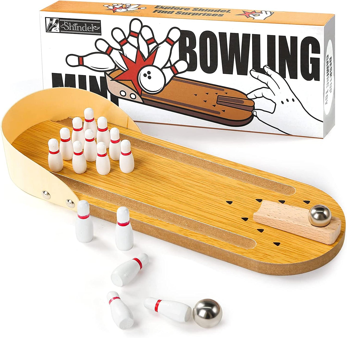 Mini Bowling Set, Wooden Tabletop Bowling Game Desk Toys Desktop Bowling Home Bowling Alleys, Desk Gifts for Coworkers