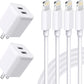 USB Wall Charger, [Apple Mfi Certified] Iphone Charger Lightning Cable 6FT(4PACK) Fast Charging Data Sync Cords Dual Port USB Plug Compatible with Iphone 12/Mini/Pro/Max/11/Pro/Xs/Xr/X/8/7/Plus