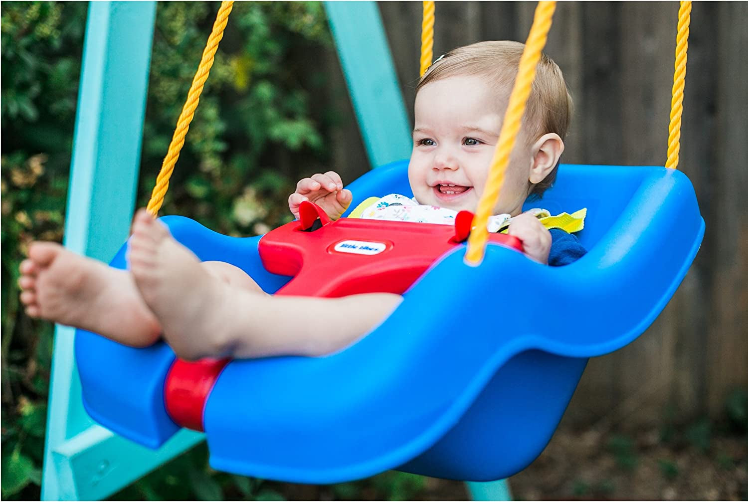 Little Tikes Snug 'N Secure Blue Swing with Adjustable Straps, 2-In-1 for Baby and Toddlers Ages 9 Months - 4 Years