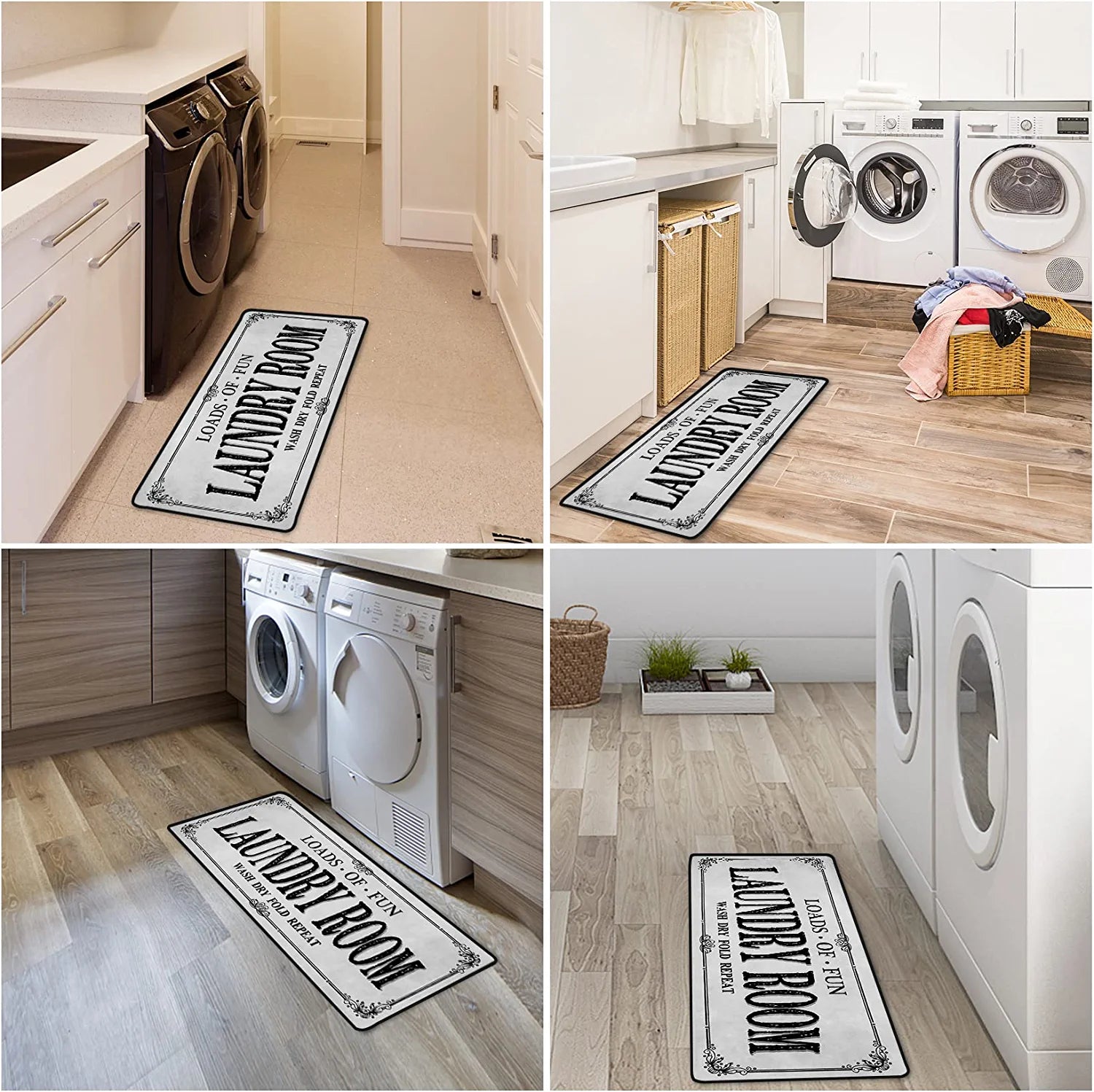 Laundry Room Rug Runner Non Slip Laundry Mats Mudroom Runner Farmhouse Kitchen Floor Mat Bathroom Laundry Room Decor Accessories( Grey, 20 X 47 Inch )