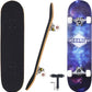 Pro Complete Skateboards for Beginners Adults Youths Teens Kids Girls Boys 31"X8" Skate Boards 7 Layer Canadian Maple Double Kick Concave Longboards