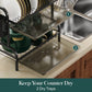 Dish Drying Rack for Kitchen Counter 2 Tier Dish Rack with Cup Holder, Dish Drainer with Drainboard and Utensil Holder Large Capacity for Small Kitchen Countertop Saving Space