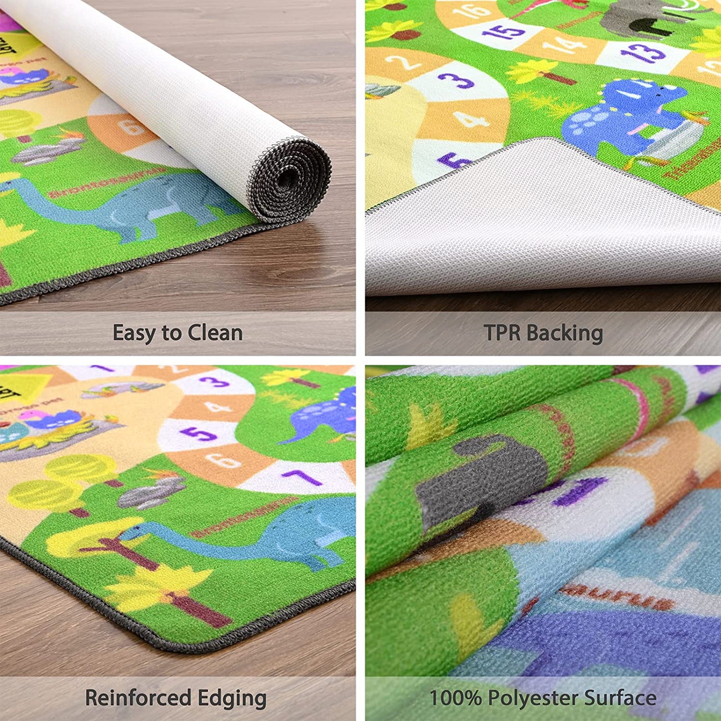 Kids Dinosaur Playmats Educational Area Rugs, Kids Play Mat Carpet for Learning Numbers, Animals and Words for Children'S Room Playroom Nursery, Kid'S Floor Play Rug for Bedroom, 3X5 Feet