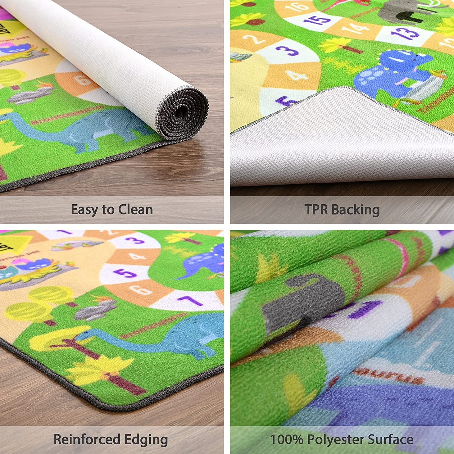 Kids Dinosaur Playmats Educational Area Rugs, Kids Play Mat Carpet for Learning Numbers, Animals and Words for Children'S Room Playroom Nursery, Kid'S Floor Play Rug for Bedroom, 3X5 Feet