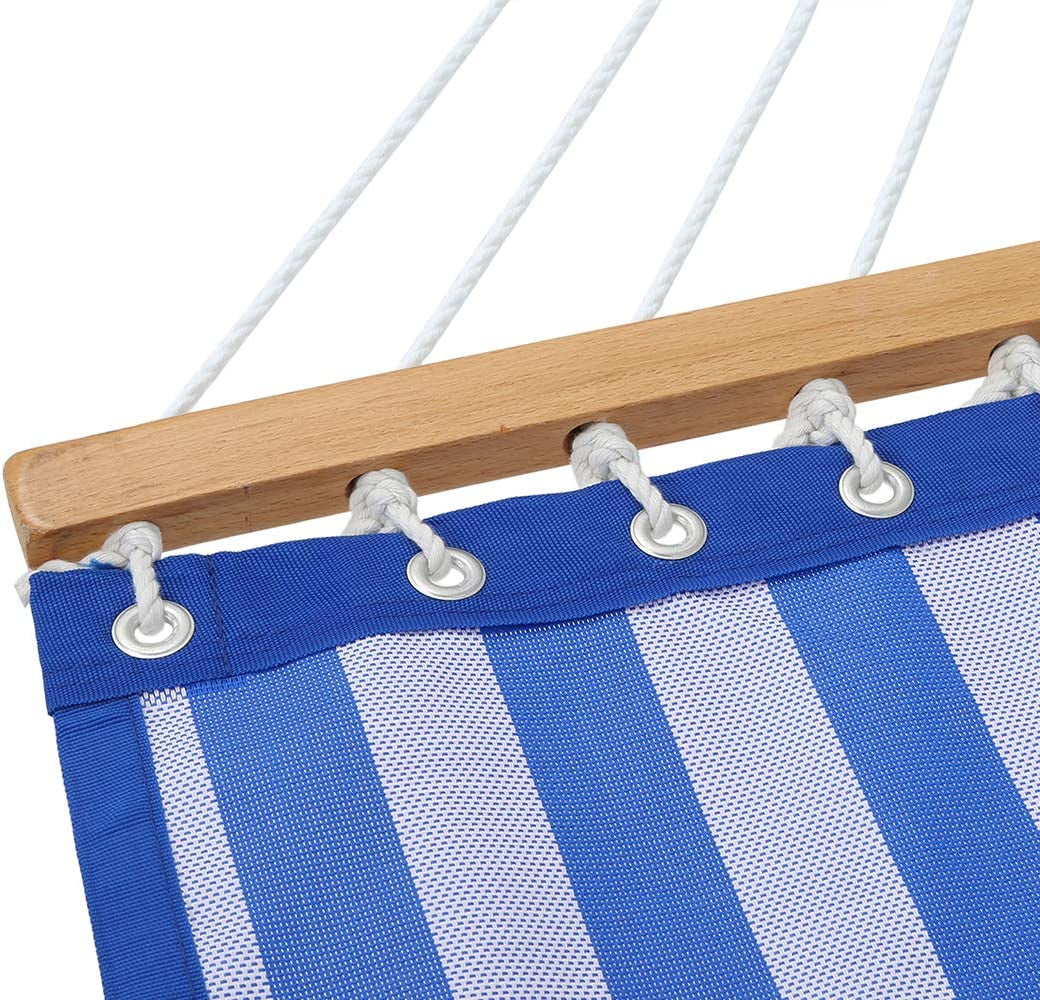 14 FT Quick Dry Hammock with Double Size Solid Wood Spreader Bar Outdoor Patio Yard Poolside Beach Hammock with Chains, Waterproof and UV Resistance, 2 Person 450 Pound Capacity