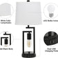 Table Lamps for Bedroom Set of 2,  3-Way Brightness Bedside Lamps with Dual USB Charging Ports, 22.6'' White Fabric Shade Farmhouse Nightstand Lamps for Bedroom, Living Room (LED Bulbs Included)