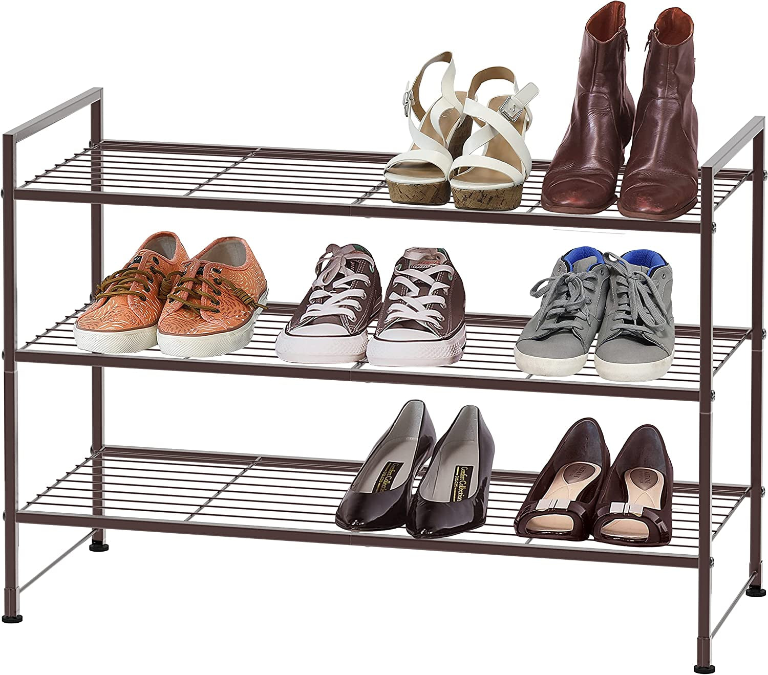 3-Tier Stackable Shoes Rack Storage Shelf, Bronze