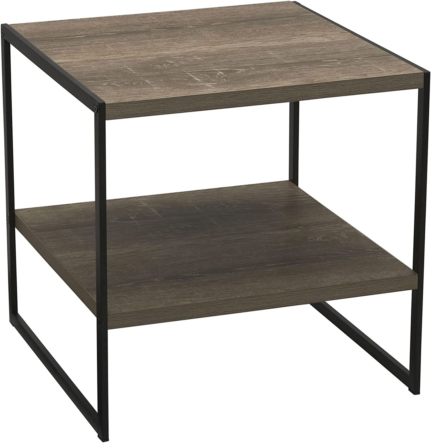 Square Wooden Side Table/End Table with Storage Shelf, Ashwood