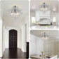 Crystal Chandelier Flushmount Ceiling Light Modern Lighting Fixture for Bedroom Hallway Bar Kitchen Bathroom, H 17.5'' X W 19.3'', E12 Base, Chrome