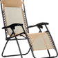 Outdoor Textilene Adjustable Zero Gravity Folding Reclining Lounge Chair with Pillow, Beige