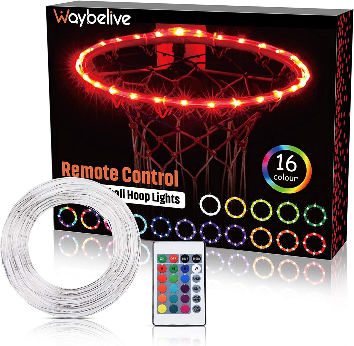 LED Basketball Hoop Lights, Remote Control Basketball Rim LED Light, 16 Color Change by Yourself, Waterproof，Super Bright to Play at Night Outdoors,Good Gift for Kids