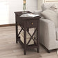 Flip Top End Table, Narrow Side Table Slim End Table with Drawer and Storage Shelf for Small Space, Living Room, Bedroom, Espresso