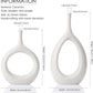 White Ceramic Hollow Vases Set of 2, Flower Vase for Decor, Modern Decorative Vase Centerpiece for Wedding Dinner Table Party Living Room Office Bedroom, Housewarming Gift