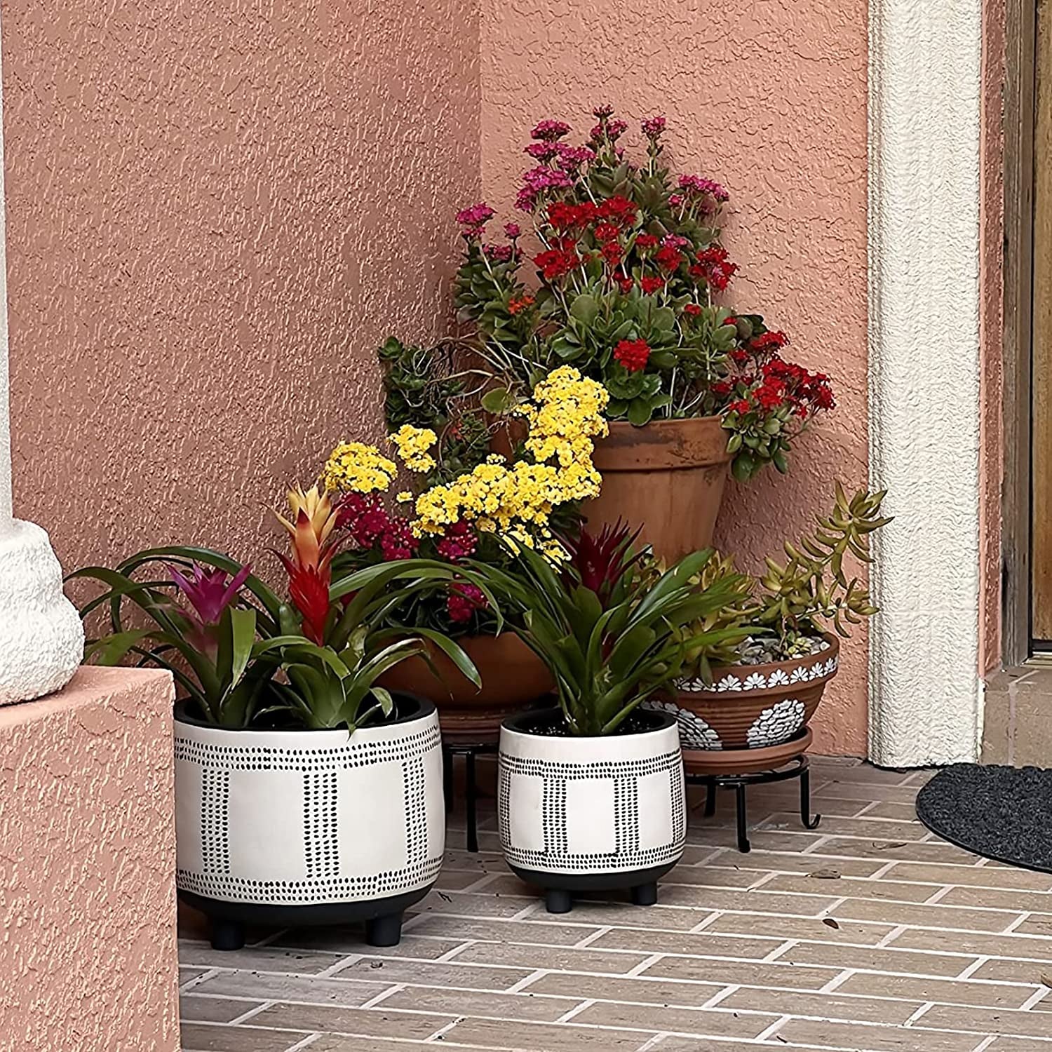 5 Pack Metal Plant Stands,Heavy Duty Potted Holder for Flower Pot,Indoor Outdoor Metal Rustproof Iron Garden Container round Supports Rack for Planter…