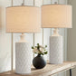 Pokat 24.75’’ Modern Contemporary Ceramic Table Lamp Set of 2 for Living Room White Desk Decor Lamps for Bedroom Study Room Office Farmhouse Bedside Nightstand Lamp End Table Lamps