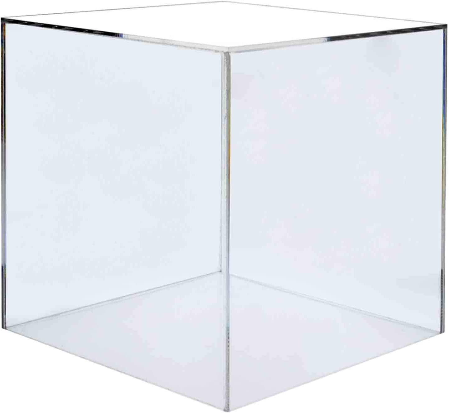 5 Sided Cube Display Box 5 Inch Square Hollow Flippable Bin One Open Side Clear Platform Display Art Pedestal Collectible Cover Showcase Stand Expo Event Wedding Reception by