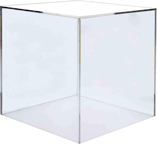 5 Sided Cube Display Box 5 Inch Square Hollow Flippable Bin One Open Side Clear Platform Display Art Pedestal Collectible Cover Showcase Stand Expo Event Wedding Reception by