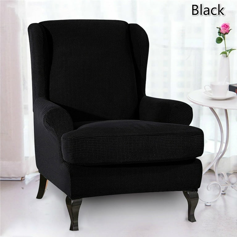 2-Piece Stretch Jacquard Spandex Fabric Wing Back Wingback Armchair Chair Slipcovers (Wing Chair)