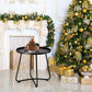 Outdoor Side Tables, Anti-Rust Metal Outdoor End Table, Small Patio Table round End Table Outdoor Table for Garden Balcony Yard Porch Patio Lawn Black