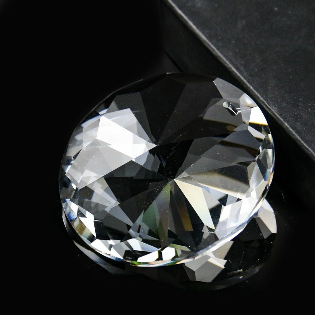 60Mm round Glass Crystal Prism Suncatcher Faceted Glass Hanging Home Decor Gift