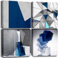Blue Abstract Wall Art Blue and White for Living Room Decor 12X12 Modern Gray Abstract 3D Geometric Canvas Print Picture Framed Artwork Bathroom Bedroom Home Decor 4 Pieces