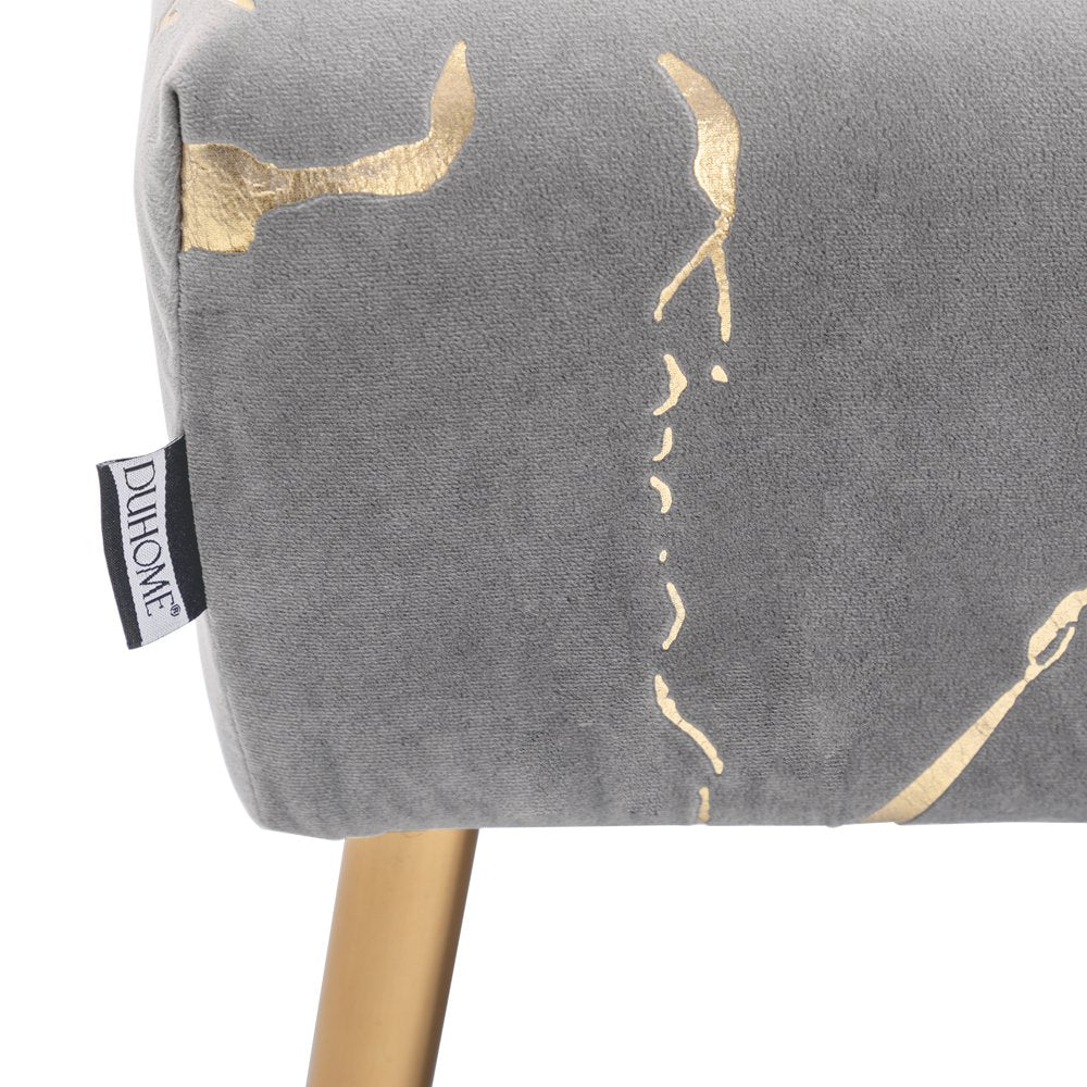 Duhome Elegant Lifestyle Ottoman Bench Gilding Velvet Uphplstered Grey