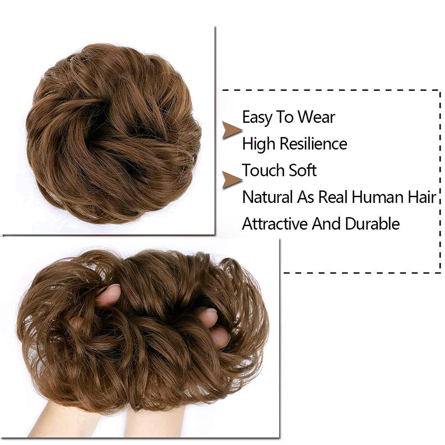 1PCS Messy Hair Bun Hair Scrunchies Extension Curly Wavy Messy Synthetic Chignon for Women Updo Hairpiece