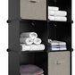 6-Cube Storage Organizer, Closet Organizer Storage Shelf Bookcase Bookshelf with Metal Hammer, Storage Cubes Organizer Cabinet for Kids, Closet, Bedroom, Bathroom, (11.8X11.8X11.8 Inch), Black