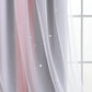 2 Panels Star Curtains for Girls Kids Bedroom, Light Blocking Princess Star Cut Out Curtain, Colorful Striped Voile Double Layer Window Curtain for Girls Room (52W X 63L, Pink/Grey)