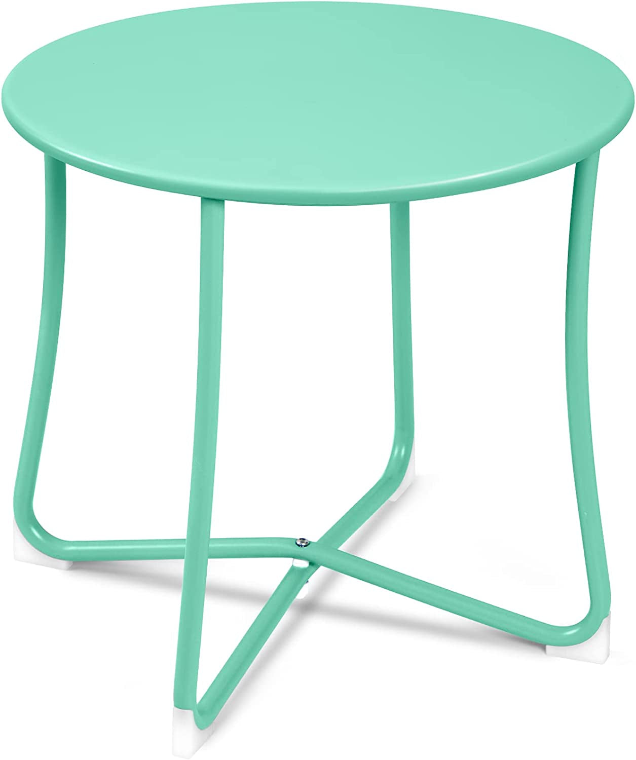 Amagabeli Metal Patio Side Table 18” X 18” Heavy Duty Weather Resistant Anti-Rust Outdoor End Table Small Steel round Coffee Table Porch Table Snack Table for Balcony Garden Yard Lawn, Mint Green