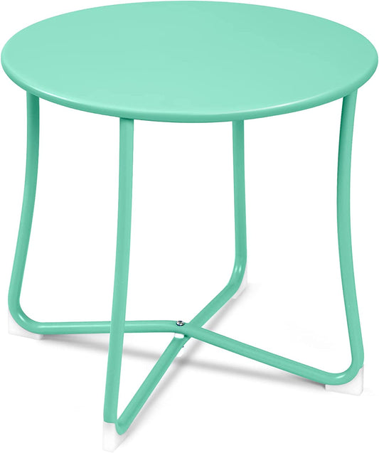 Amagabeli Metal Patio Side Table 18” X 18” Heavy Duty Weather Resistant Anti-Rust Outdoor End Table Small Steel round Coffee Table Porch Table Snack Table for Balcony Garden Yard Lawn, Mint Green