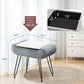Velvet Upholstered Footrest Faux Fur Square Storage Ottoman, Coffee Table Makeup Stool with Plating Black Metal Legs for Living Room, Bedroom, Bathroom Large Vanity Benches Gray
