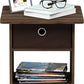 Dario End Table / Side Table / Night Stand / Bedside Table with Bin Drawer, 1-Pack, Columbia Walnut/Dark Brown