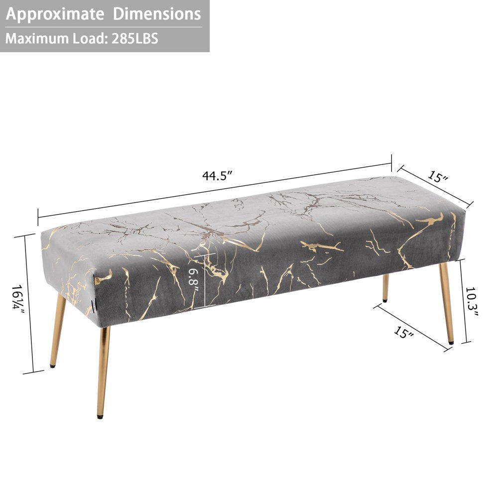Duhome Elegant Lifestyle Ottoman Bench Gilding Velvet Uphplstered Grey