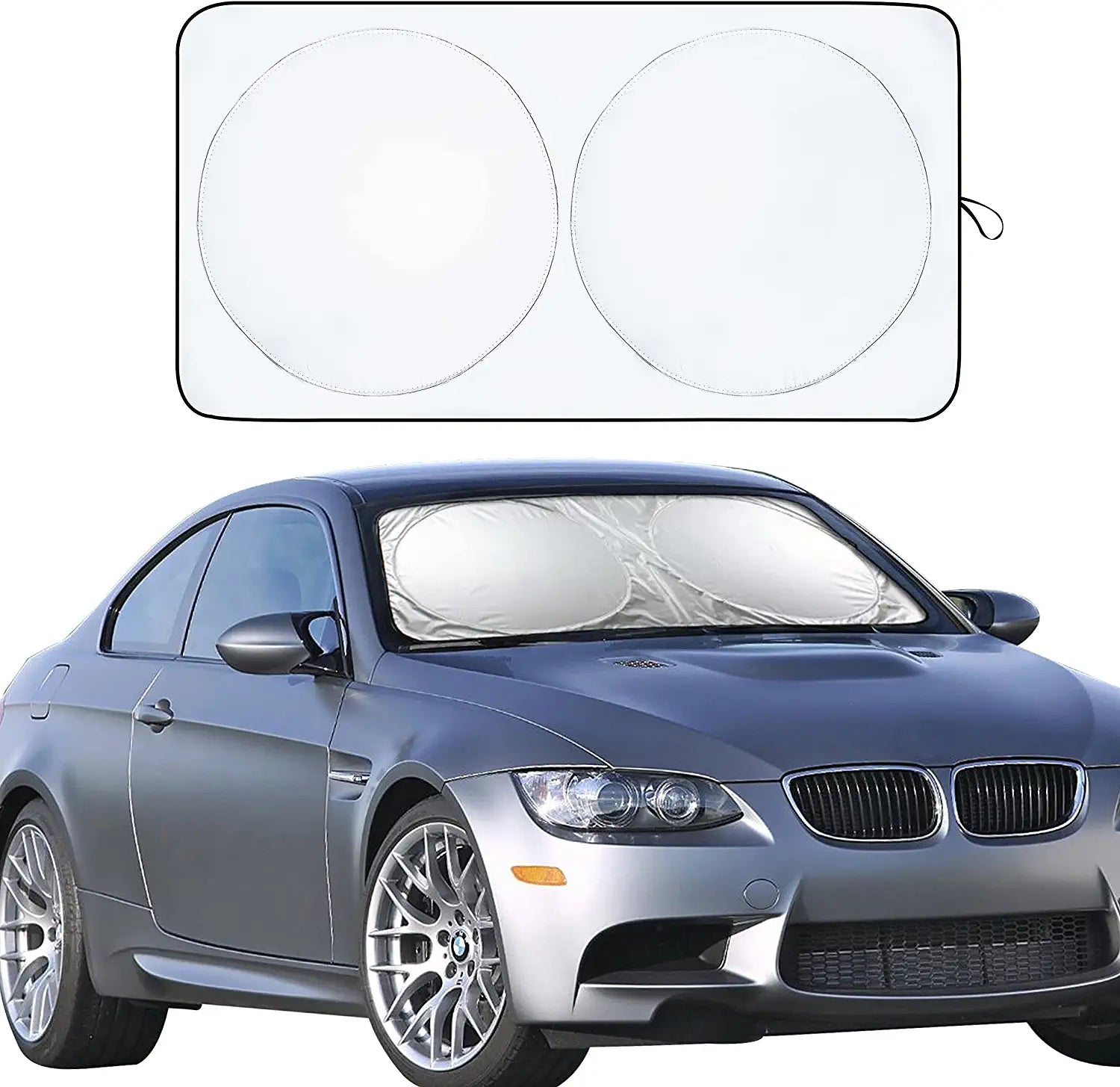Car Windshield Sun Shade with Storage Pouch | Durable 240T Material Car Sun Visor for UV Rays and Sun Heat Protection | Car Interior Accessories for Sun Heat | Standard (64 Inches X 32 Inches)