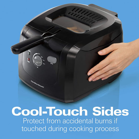 Electric Deep Fryer, Cool Touch Sides Easy to Clean Nonstick Basket, 8 Cups / 2 Liters Oil Capacity, Black